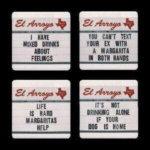 El Arroyo Famous Sign Mixed Drinks Coaster Set of 4 Austin TX Funny Gift Novelty